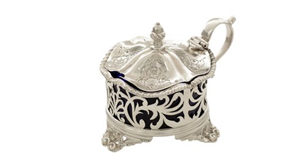 Lot 64 - A William IV silver mustard pot with pierced sides