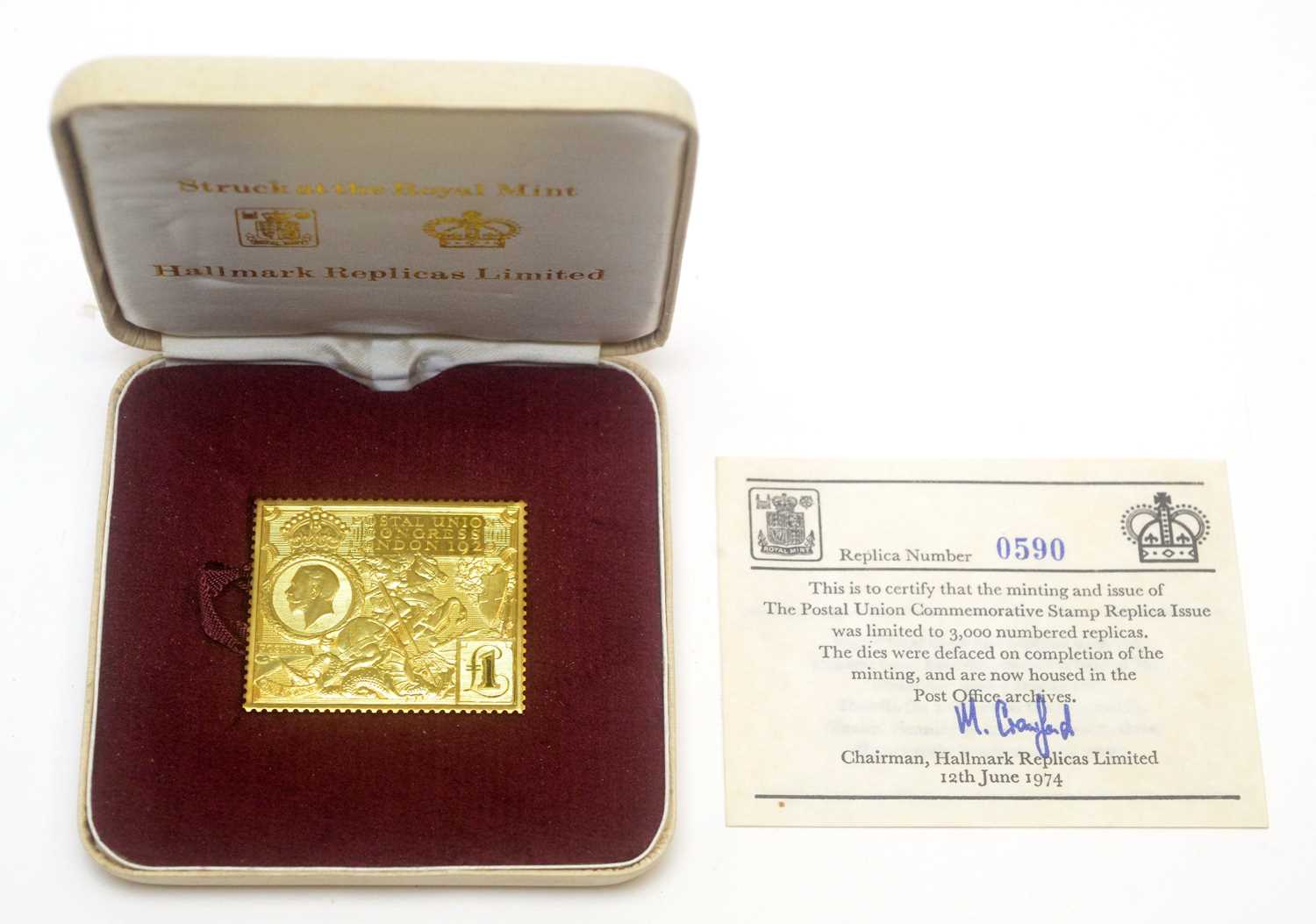 953 - Royal Mint for Hallmarks Replica Limited Postal Union Congress replica £1 stamp,