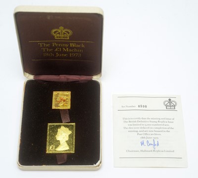 Lot 961 - Hallmarks Replica Limited The Penny Black and The £1 Machin stamp replicas