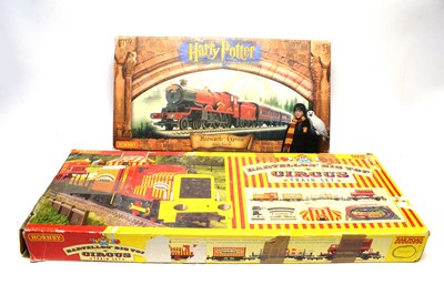 Lot 17 - Hornby Hogwarts Express and Bartellos' Big Top Circus electric train sets.