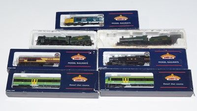 Lot 65 - Seven Bachmann 00-gauge locomotives, tenders and rolling stock