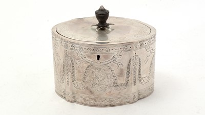 Lot 188 - A George III engraved silver tea caddy