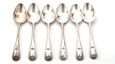 Lot 325 - A set of six George III silver "private die" tablespoons