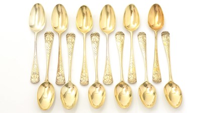 Lot 330 - A set of twelve George II silver-gilt teaspoons