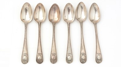 Lot 664 - A set of six George III "private die” teaspoons