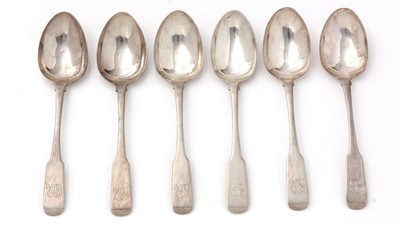 Lot 333 - A set of six Scottish provincial silver dessert spoons