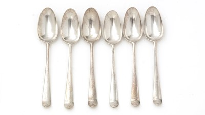 Lot 336 - A set of six George III silver picture-back teaspoons