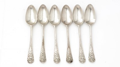 Lot 337 - A set of six Victorian silver picture-back teaspoons