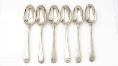 Lot 339 - A marked set of five George III silver tablespoons