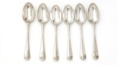 Lot 341 - A set of six George III silver picture-back teaspoons