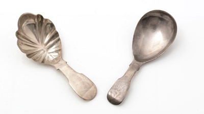 Lot 409 - Two provincial silver fiddle-pattern caddy spoons