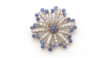 Lot 744 - A sapphire and diamond brooch