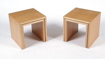 Lot 31 - Two sets of modern hardwood nest of tables
