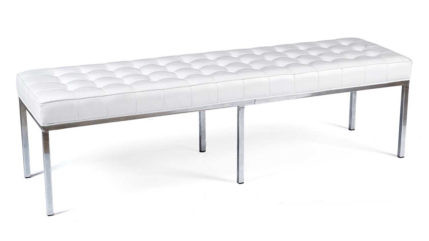 Lot 32 - A modern white leather bench