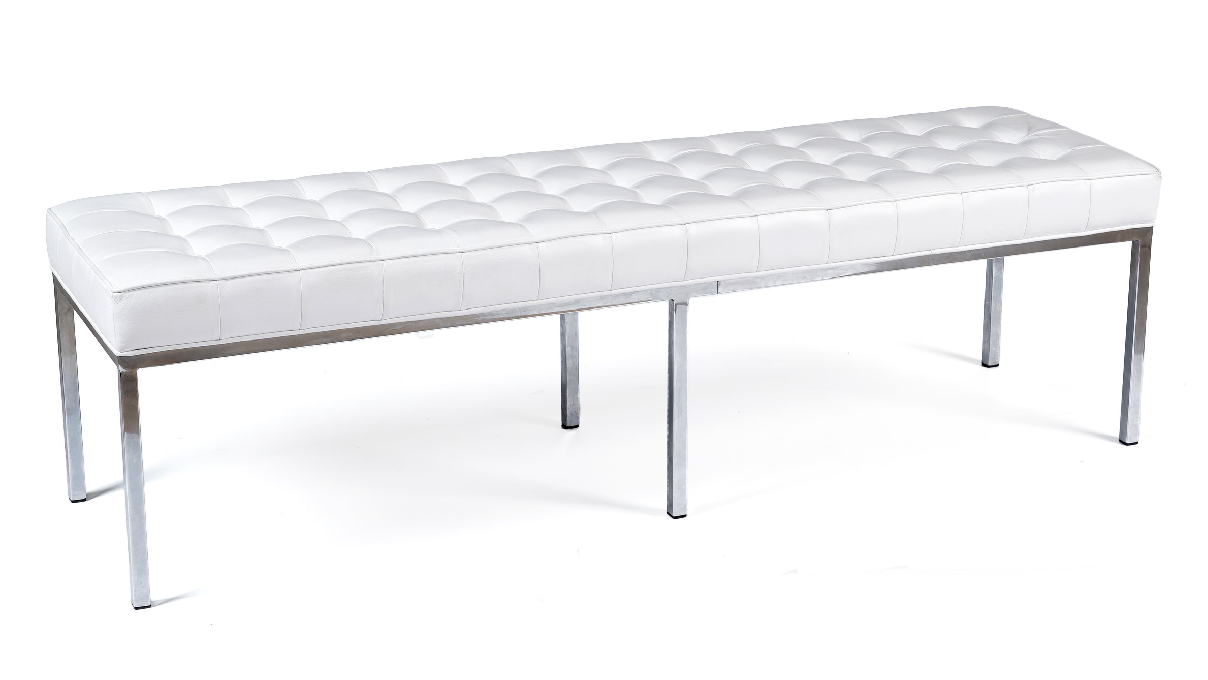 Lot 32 A modern white leather bench