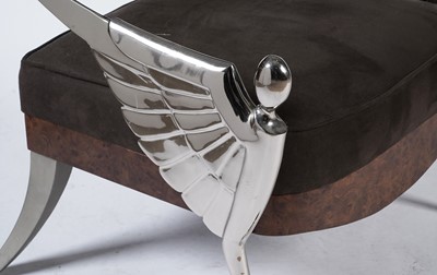Lot 33 - After Mark Brazier Jones - Son of Atlantis Chair: A late 20th century chrome and walnut lounge chair
