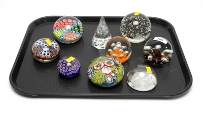 Lot 128 - A collection of glass paperweights