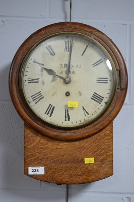 Lot 228 - A 19th Century oak railway wall clock