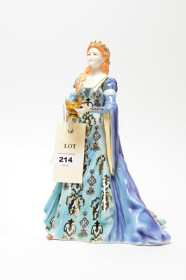 Lot 214 - Two Royal Worcester decorative ceramic figures of ladies; and a Royal Doulton figure