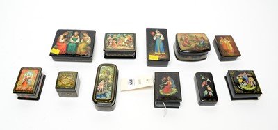 Lot 251 - A collection of Russian lacquered boxes