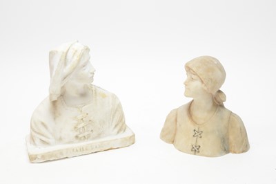 Lot 292 - An alabaster bust of Joan of Arc; and another