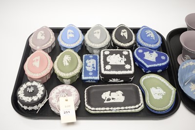 Lot 251 - A collection of Wedgwood Jasperware ceramic trinket boxes; and other items