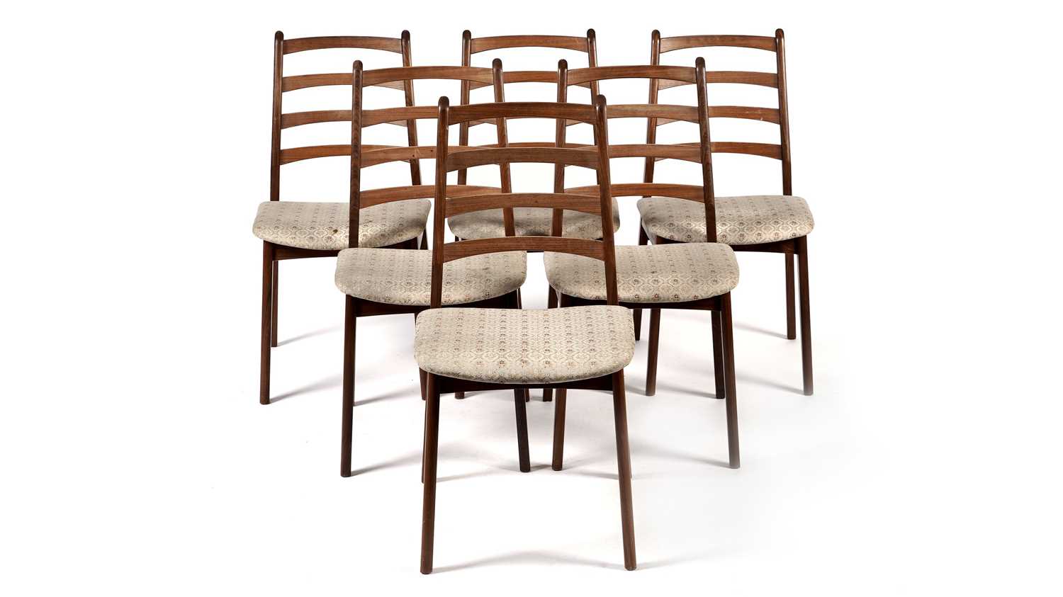 Lot 44 - A set of six Danish inspired retro teak ladderback dining chairs