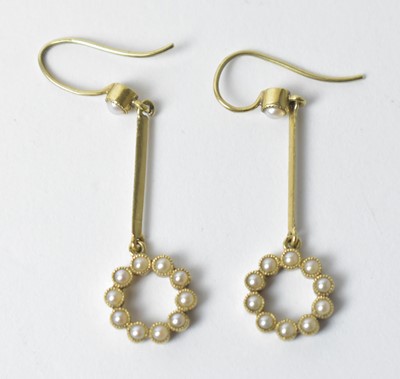 Lot 235 - Edwardian seed pearl earrings