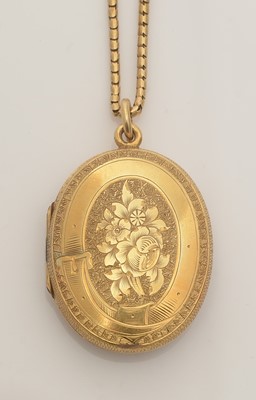 Lot 690 - A Victorian gold locket on chain
