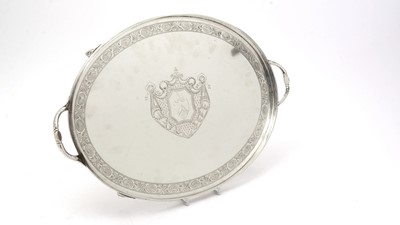 Lot 207 - A George III engraved silver gallery tray