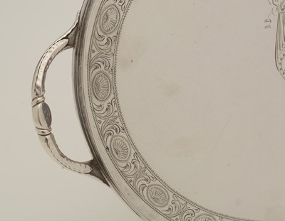Lot 207 - A George III engraved silver gallery tray
