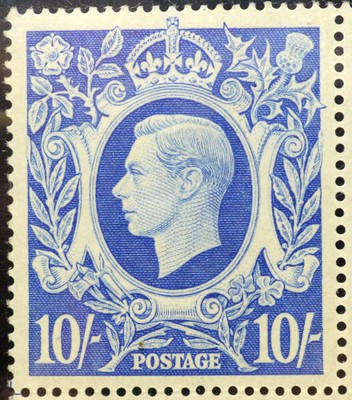 Lot 856 - Great Britain GVI 10s ultramarine block