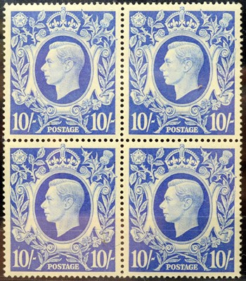 Lot 856 - Great Britain GVI 10s ultramarine block