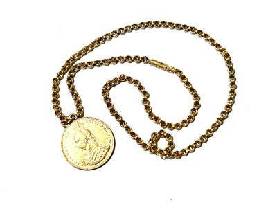 Lot 122 - A Queen Victoria gold sovereign pendant on chain