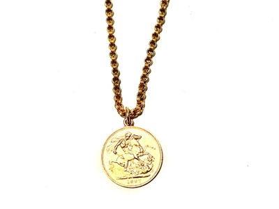 Lot 122 - A Queen Victoria gold sovereign pendant on chain