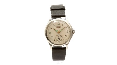 Lot 419 - Longines: a steel cased manual wind wristwatch