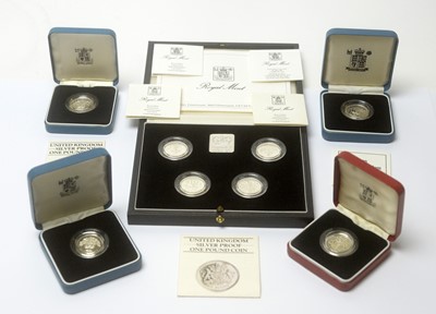 Lot 833 - Royal mint silver proof £1 coins