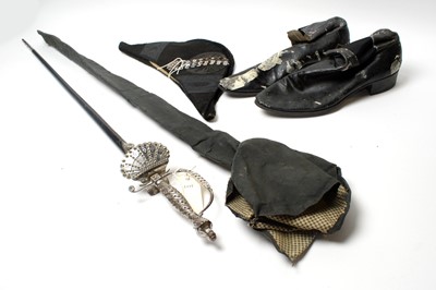 Lot 987 - A 19th Century Court sword, bicorn hat and shoes