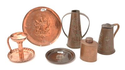 Lot 748 - A collection of Arts and Crafts copper wares