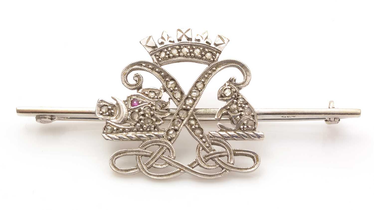 Lot 618 - An early 20th Century diamond sweetheart brooch for the Argyle & Sutherland Highlanders