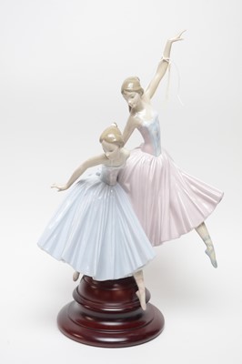 Lot 299 - A Lladro ceramic figure group of two ballerinas
