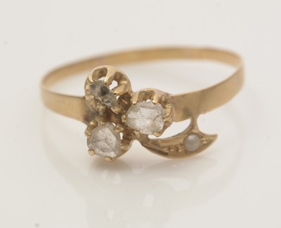 Lot 630 - A Victorian diamond and seed pearl ring