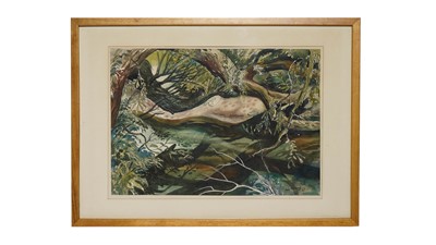 Lot 160 - Ian Fleming RSA - Boughs Over a Stream | watercolour