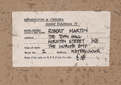 Lot 799 - Robert Martin - Worlds End, Chelsea | watercolour