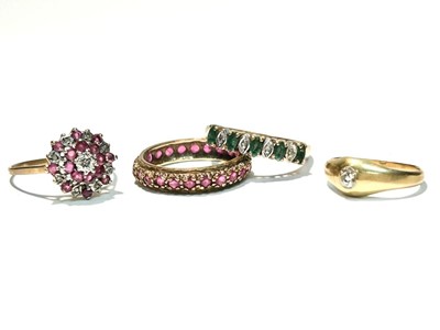 Lot 108 - Four gold and gem set rings