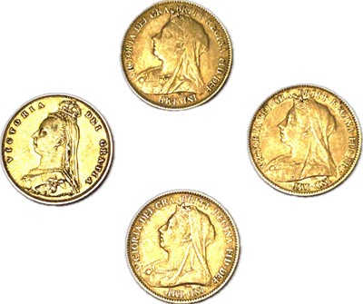 Lot 99 - Four Queen Victoria gold half sovereigns