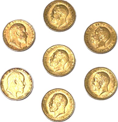 Lot 92 - Seven gold half sovereigns