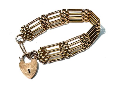 Lot 103 - A 9ct yellow gold gate-link bracelet