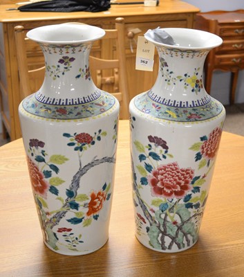 Lot 362 - A pair of Chinese Famille Vert vases