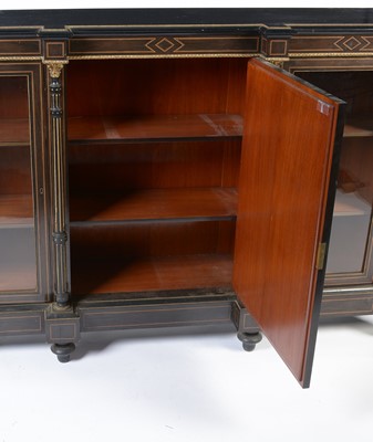 Lot 42 - A Victorian ebonised, inlaid and gilt metal credenza